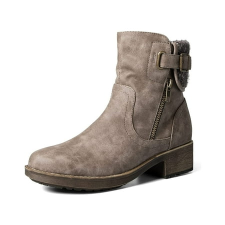 

Mysoft Women Gray Ankle Boots Low Heel Zipper Female Booties Size 6.5