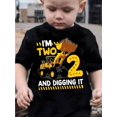 thumbnail image 1 of Summer Fun! T-Shirt Graphique Excavatrice pour Jeunes - Design "I'm Two and Digging It", Manches Courtes Col Rond, Jaune Vif avec Accents Orange, Parfait pour Garçons de 1 à 8 Ans, Cadeaux d'Été, 1 of 4