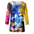 thumbnail image 4 of PMUYBHF T-Shirt Imprimé Joyeuses Fêtes Manches 3/4 Col Rond Blouse 3209 TG, 4 of 5