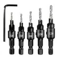 thumbnail image 1 of 5pcs Countersink Drill Woodworking Drill Bit Set Drilling Pilot Holes For Screw, 1 of 8