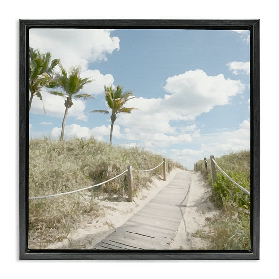 Stupell Industries Stroll In Dunes Landscape Landscape Painting Black Floater Framed Canvas Art Print Wall Art, 18 x 18