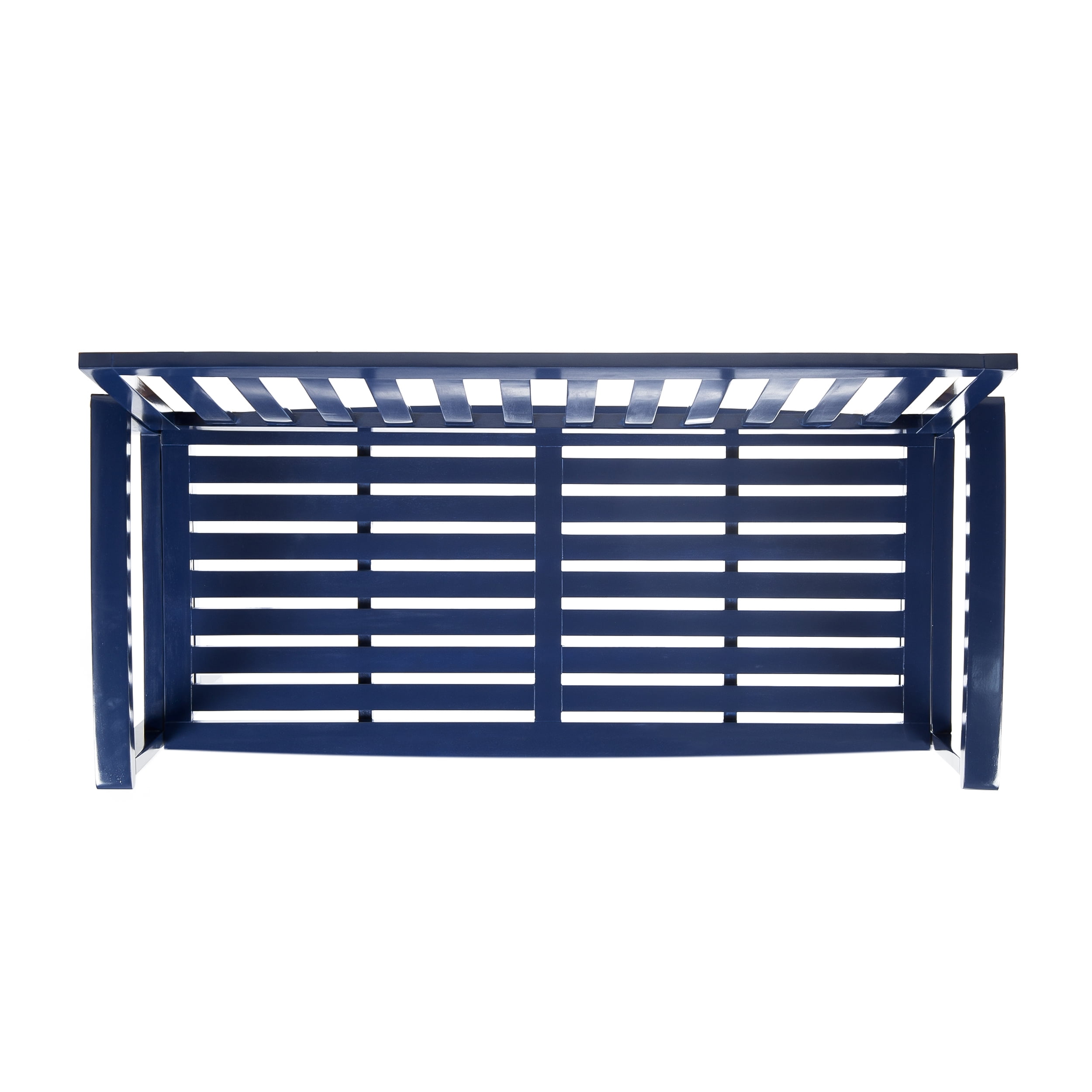 Outdoor Farmhouse Style Wood Leisure Bench, Retro Rest Seat for Patio Garden, Navy Blue