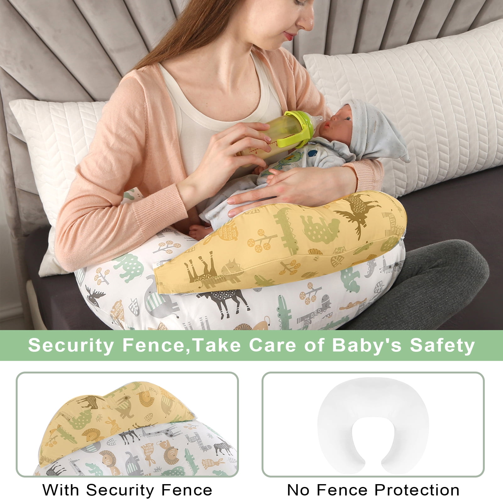 BATTOP Nursing Pillow for Breastfeeding,Plus Size Breastfeeding Pillows for Mom with Adjustable Waist Strap,Extra Pillow on Top for More Support for Mom
