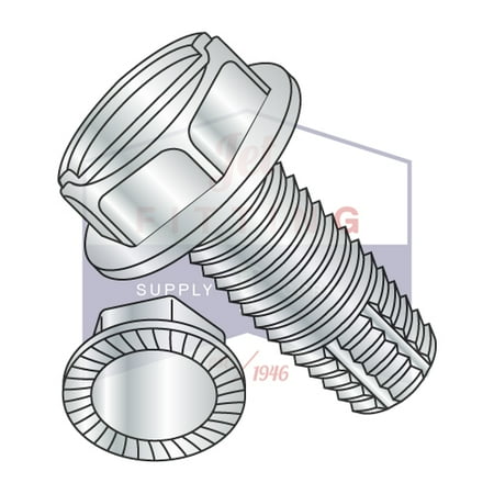

1/4-20 x 5/8 Type F Thread Cutting Screws | Slotted | Hex Washers Head | Steel | Zinc | Serrated (Quantity: 3000)
