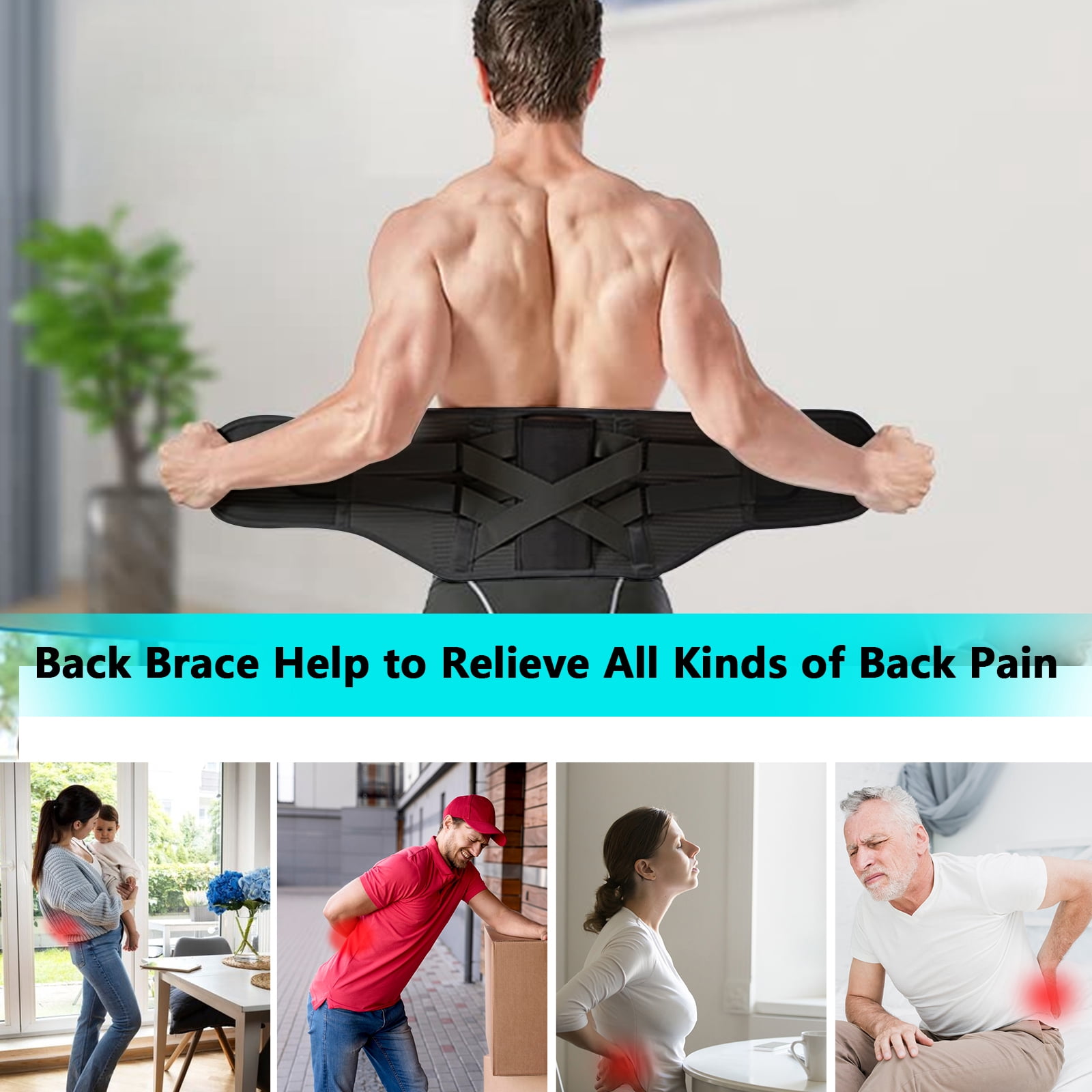 VITOMOR Back Brace for Lower Back Pain Relief for Women/Men With Large Support Plate, Back Support Belt for Heavy Lifting, Sedentariness, Breathable Lumbar Support for Herniated Disc, Sciatica