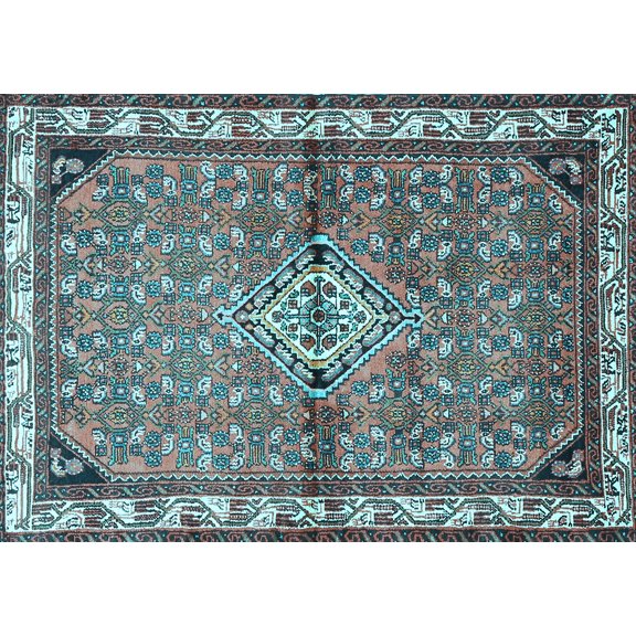 Ahgly Company Indoor Rectangle Persian Light Blue Traditional Area Rugs, 5' x 7'