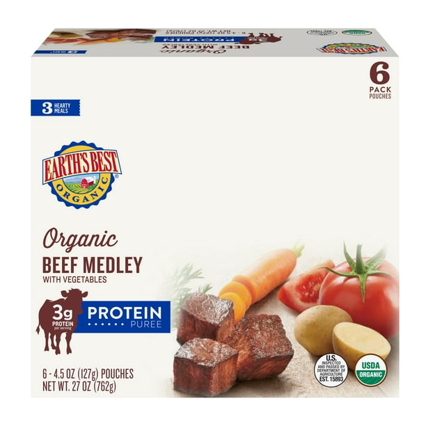 (6 Pack) Earth's Best Organic Stage 3 Baby Food, Beef Medley with