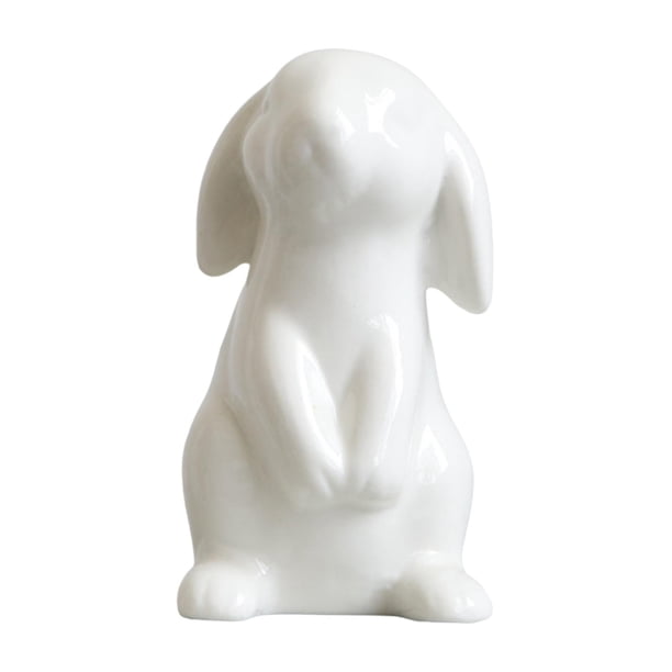 Preciosas figuras de conejo de Pascua, esculturas en miniatura, artesanías de cerámica coleccionables B 5.5x10cm