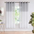 thumbnail image 1 of ZMLEVE Color Block Sheer Curtains 84 Inch Length 2 Panels Set, Linen Look Semi Sheer Drapes Grommet Window Curtain Panels for Living Room, Set of 2 Panels, 52 x 63 Inch, Grey and White, 1 of 7
