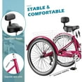 thumbnail image 6 of Adult Tricycles, 7 Speed Adult Trikes 24/26 inch 3 Wheel Bikes, Cruise Bike with Basket for Seniors, Women, Men for Recreation, Shopping, Exercise, Multiple Colors, 6 of 11