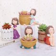 thumbnail image 4 of Cute Girls Mini Flowerpot with Drainage Hole,Resin Ornament Succulent Planter Plant Pots for Home Office Desk Decor, 4 of 5