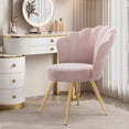 thumbnail image 2 of Daluvenix Velvet Accent Chair with Gold Metal Legs, Shell Design Vanity Makeup Chair for Living room, Modern Upholstered Guest Chair, Pink, 2 of 9