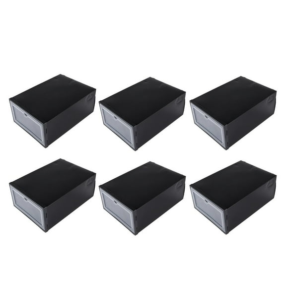 GOOHOCHY 6 PCS Storage Bin Shoe Bin Shoe Box 32x23x12cm Black