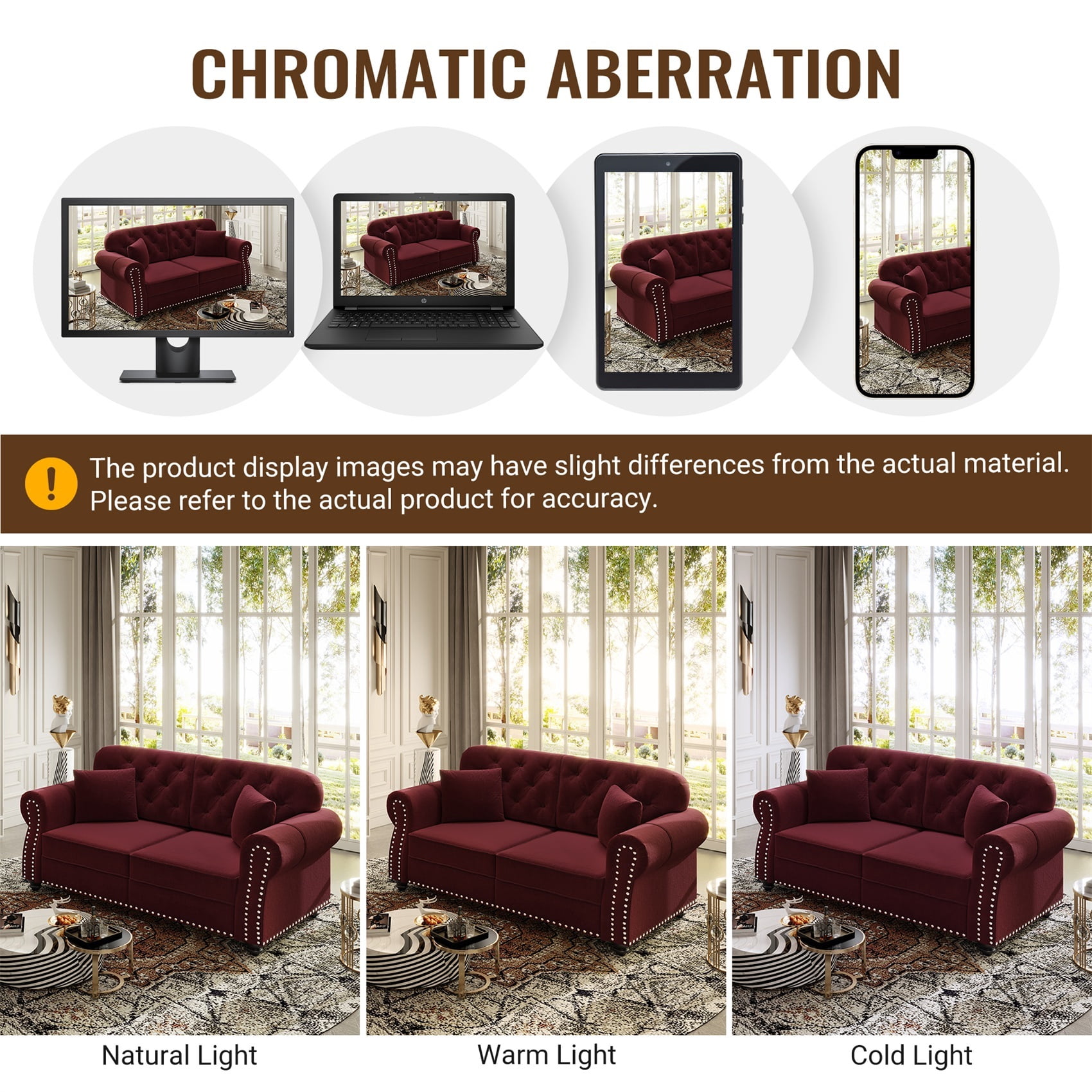 Alvantor 63" Loveseat sofa Upholstered Velvet Couch with Nailhead Trim and Rolled Armrests, Mid-Century Modern Sofa for Living Room Burgundy
