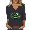 thumbnail image 2 of Meichang St Patricks Day Shirts for Women V Neck 3/4 Length Sleeve Women Tops Shamrock Graphic Tees Crew Neck Casual Irish Tops, 2 of 5
