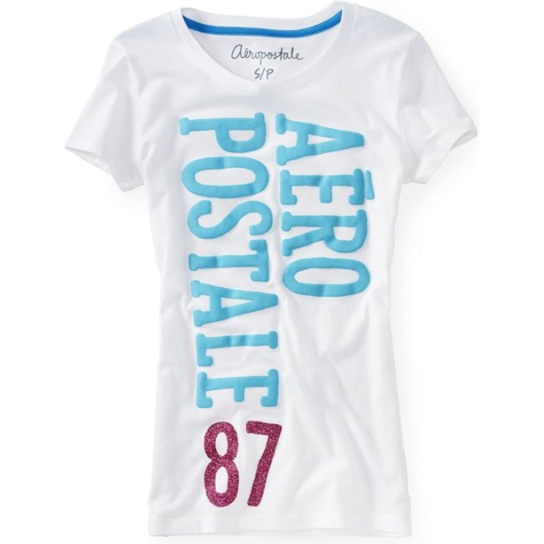 Camiseta gráfica Aeropostale para mujer color blanco XS