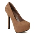 thumbnail image 1 of Breckelle Marisa31 New Women Suede Almond Toe Hidden Platform Stiletto Heel Pump, 1 of 5