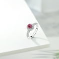 thumbnail image 4 of Gem Stone King 925 Sterling Silver Pink Tourmaline and White Moissanite Engagement Ring for Women (1.08 Cttw, Round 5MM, Available in Size 5, 6, 7, 8, 9), 4 of 6