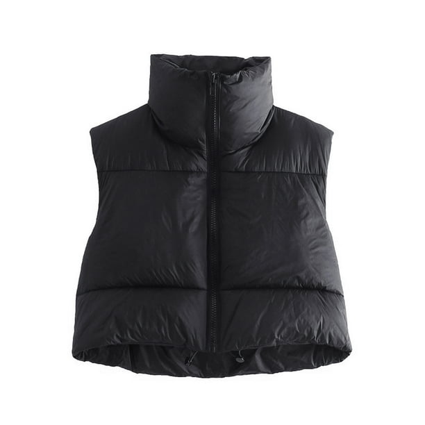 One opening Women's Winter Crop Vest Lightweight Sleeveless Warm Outerwear Puffer Vest Padded