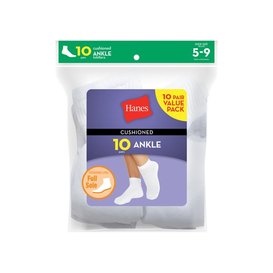 Hanes womens everyday cushioned ankle socks 10 pack Hanes womens everyday cushioned ankle socks 10 pack