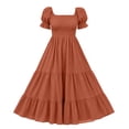 thumbnail image 7 of Atogsazn Women Square Neck Puff Sleeve Dress Smocked Tiered Maxi Dresses Flowy Ruffle A-Lined Sundress Red XXXL Fashion, 7 of 7