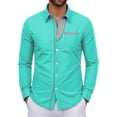 thumbnail image 2 of Smsaxvxz Men's Long Sleeve Stretch Dress Shirt Casual Wrinkle-Free Regular Fit Button Down Shirts Green M, 2 of 5