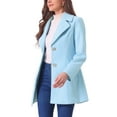 thumbnail image 4 of INSPIRE CHIC Women's Shawl Collar Single Breasted Mid-Thigh Overcoat L Light Blue, 4 of 8