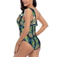 thumbnail image 4 of Haiem Colorful Pineapples Women's One Piece Swimsuits Tummy Control One Shoulder Bathing Suits Ruffle Swimwear-Medium, 4 of 8