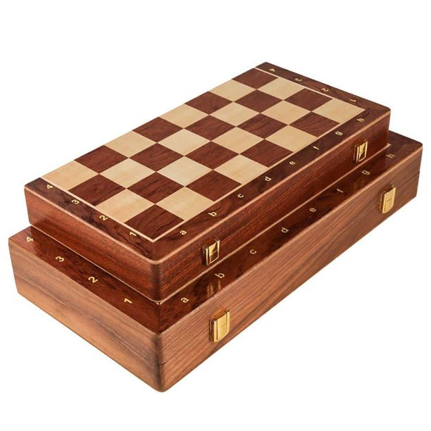 Tablero de ajedrez magnético de madera, tablero plegable con tablero plegable en el interior, novedad de 2024