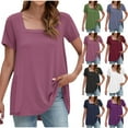 thumbnail image 5 of Aloohaidyvio Womens Plus Size Summer Shirt Casual Square Neck Petal Short Sleeve Tunic Top Blouse, 5 of 5