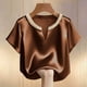 thumbnail image 4 of Eres Más Que Una Camisa de Puntuación de Prueba Moda de Verano de Mujer Color Sólido Casual Cuello en V Top de Manga Corta Mujeres Tops de Verano Casual, 4 of 5