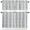 thumbnail image 2 of Kitchen Curtains Set, Navy Blue Botanical Kitchen Curtains and Valances Set, Farmhouse Spring Summer Branch Rod Pocket Tier Curtains 36 Inch Length for Cafe/Bedroom Windows, 2 of 6