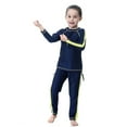 thumbnail image 4 of gcong Full Coverage Long Sleeve Swim Shirt and Pants Set for Girls Beach and Pool Swimming Wear Navy 8-9 Years, 4 of 7