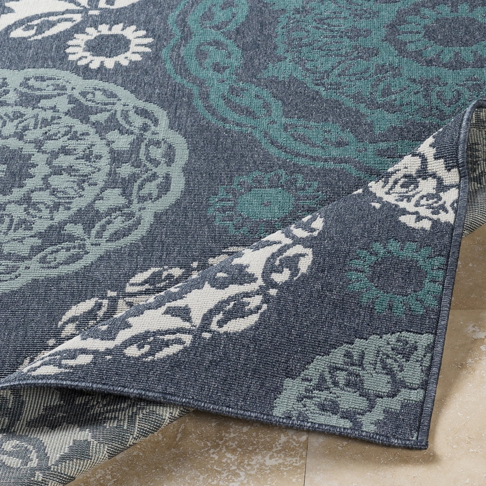 Livabliss Outdoor Rugs, 9x13 Alfresco Cottage Blue Area Rug for Patio, Porch, Deck, Backyard, Waterproof Indoor Outdoor Carpet (8'10" x 12'10")
