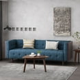 thumbnail image 2 of Croton Contemporary Tufted 3 Seater Sofa, Navy Blue and Brown, 2 of 12