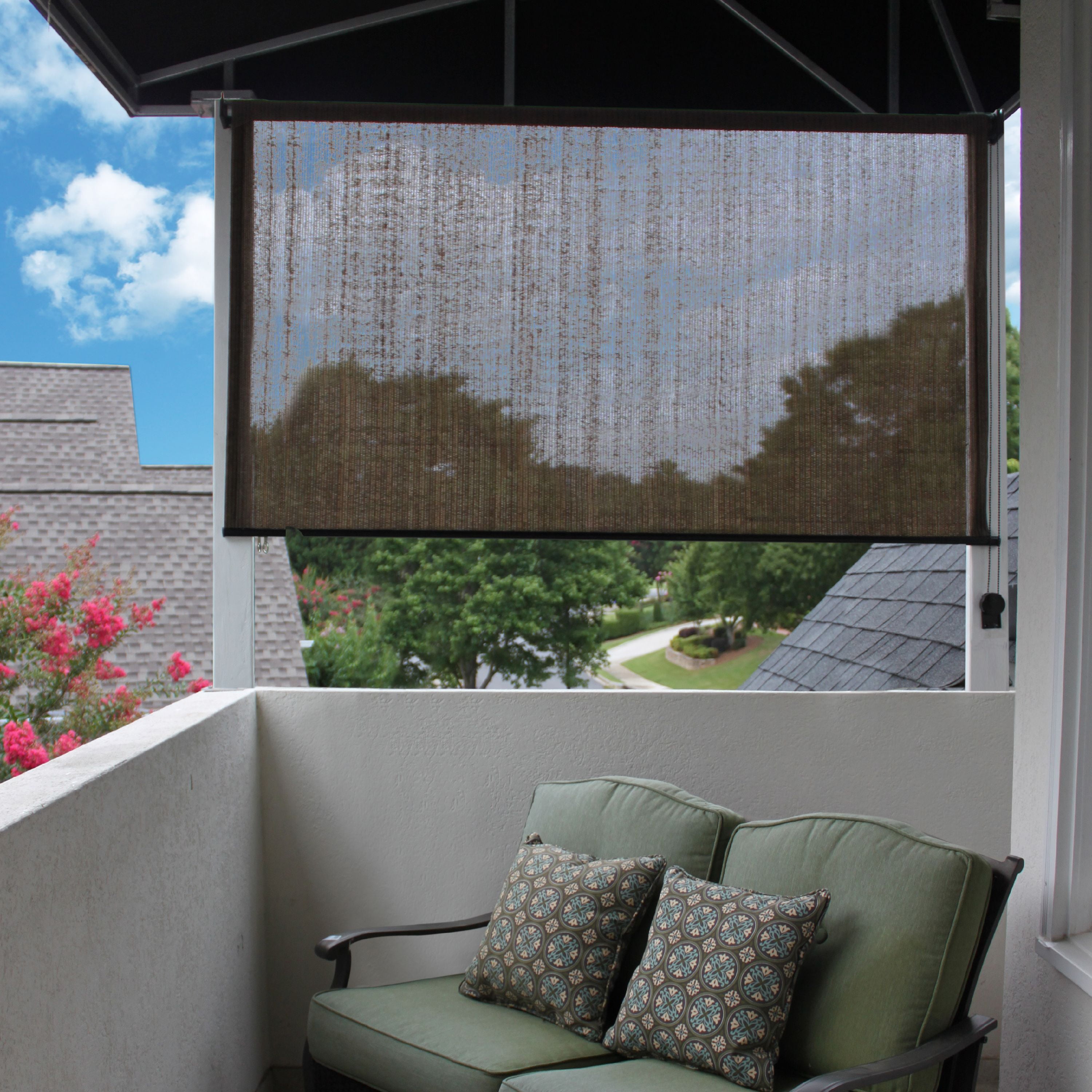 Outdoor 8-Ft Window Sun Shade Blind Roller Roll-Up Exterior Cordless Patio Porch 