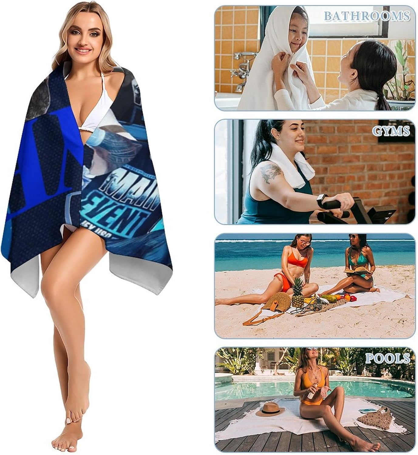 Jey USO Wrestling Merch Beach Towel Microfiber Bath Towels Oversized Towels Quick Dry Pool Beach Essentials 61.4 X 30.3 Inch