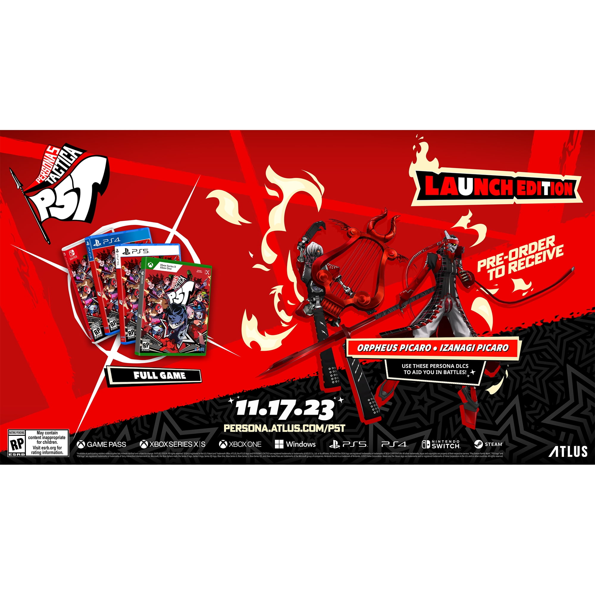 Switch ver.) Persona 5 Tactica - Famitsu DS Pack w/ T-shirt (XL size)  (Limited Edition)