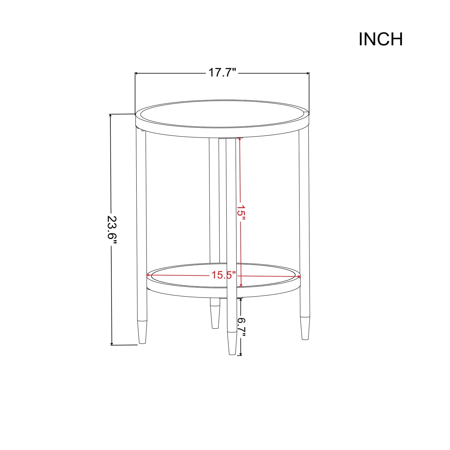 Kadyn 17.7" Round End Table, Glass Side Table for Living Room, Sofa Side End Tables for Small Spaces, Black Kadyn 17.7" Round End Table, Glass Side Table for Living Room, Sofa Side End Tables for Small Spaces, Black