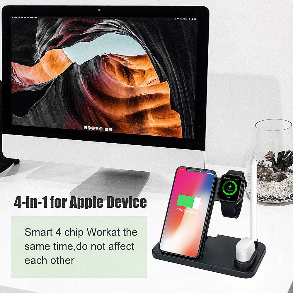 POINTERTECK 4 In 1 Wireless Charger, Wireless Charging Station For Apple Watch, Airpods, Apple Pencil