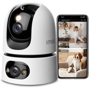 6MP Indoor Security Camera, Dual-Lens 360° Pan-Tilt Baby Monitor & Pet Camera for Home Security, Color Night Vision, Human/Pet/Sound/Motion Detection, 2.4/5GHz WiFi, No Monthly Fee Required