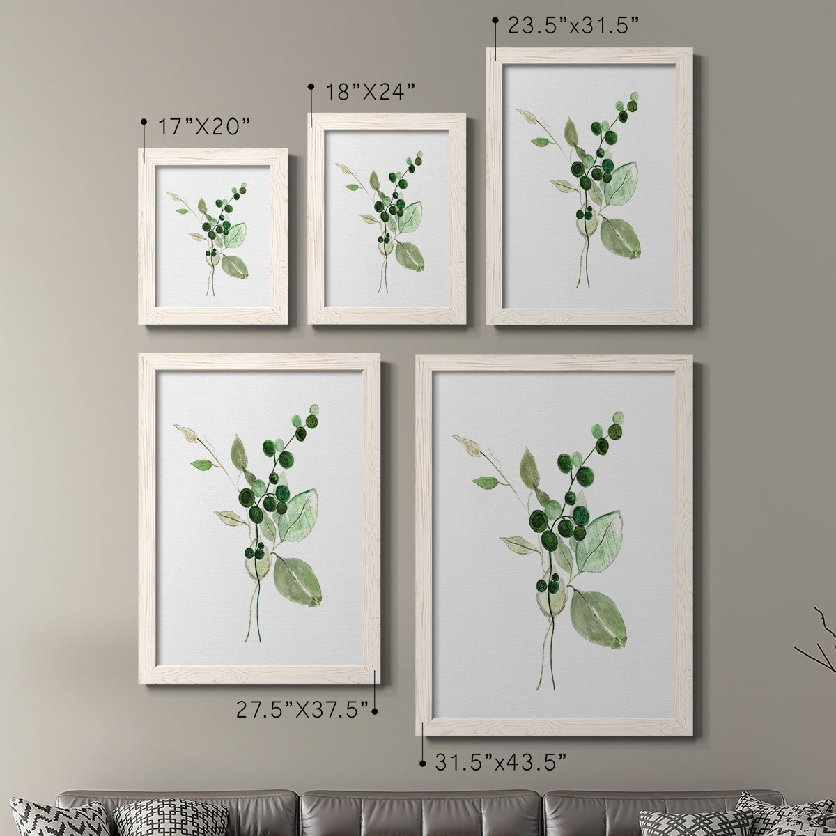 Sprigs in Green I - Premium Framed Canvas 2 Piece Set - Ready to Hang