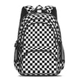 thumbnail image 2 of Black and White Checkered Pattern Backpack for School, Cute School Bag with Adjustable Shoulder Straps and Padded Back, 16.9"x12.6"x5.9", 2 of 5