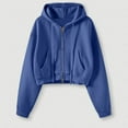 thumbnail image 5 of Bibifish Womens Hoodies Solid Color Zip Up Cropped Hooded Sweatshirts With Pocket Trendy Baggy Long Sleeve Hoodies For Ladies, 5 of 5