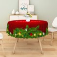 thumbnail image 3 of Duangreer Retro Red Christmas Round Tablecloth, Xmas Branches Decoration, Waterproof Wrinkle Resistant, Table Cover for Holiday Party, Dining, Indoor and Outdoor, 60''Round, 3 of 6