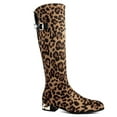 thumbnail image 2 of Ferwind Women's Tall Boots Animal Print Suede Upper Goldtone Heels Adult Leopard  8, 2 of 9