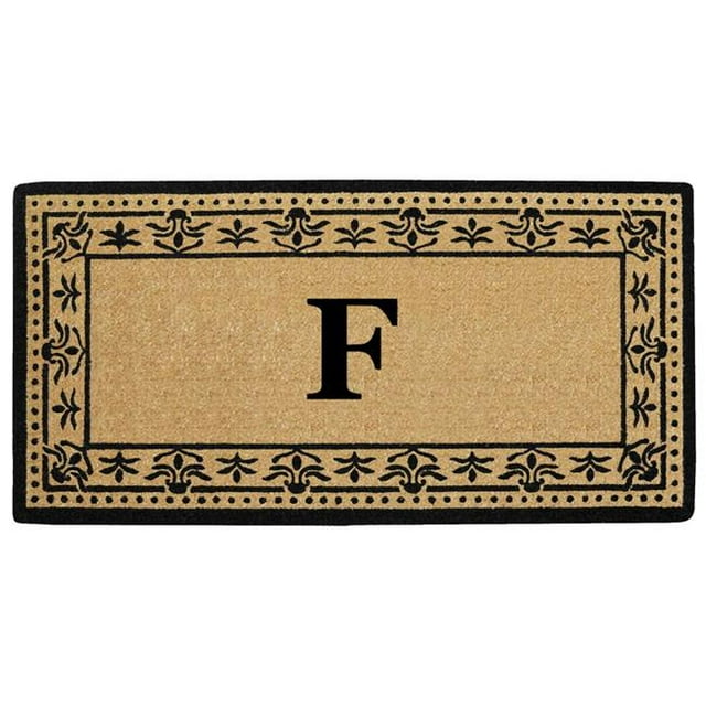 Nedia Home O2199F 36 x 72 Po Corinthienne Résistant de Porte de Coco Mat&44; Monogramme F - Naturel Bronzage & Noir