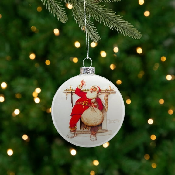 Northlight Norman Rockwell 'Filling The Stockings' Glass Disc Christmas Ornament - 3'"