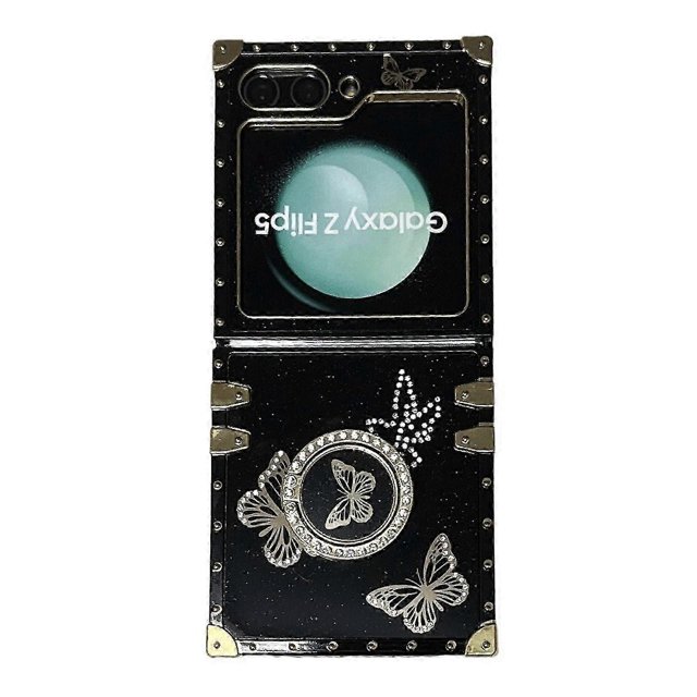 for Samsung Galaxy Z Flip 6 Case for Girls Women Stylish Luxury, Square Cases for Z Flip 6 Phone Case with Ring Stand Holder