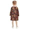 thumbnail image 3 of Girls' long-sleeved dress Gingerbread Man Girls' A-line dress with ribbed cuffs Soft and comfortable, 3 of 6